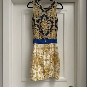 Elegant Gold and Blue TIBI Dress